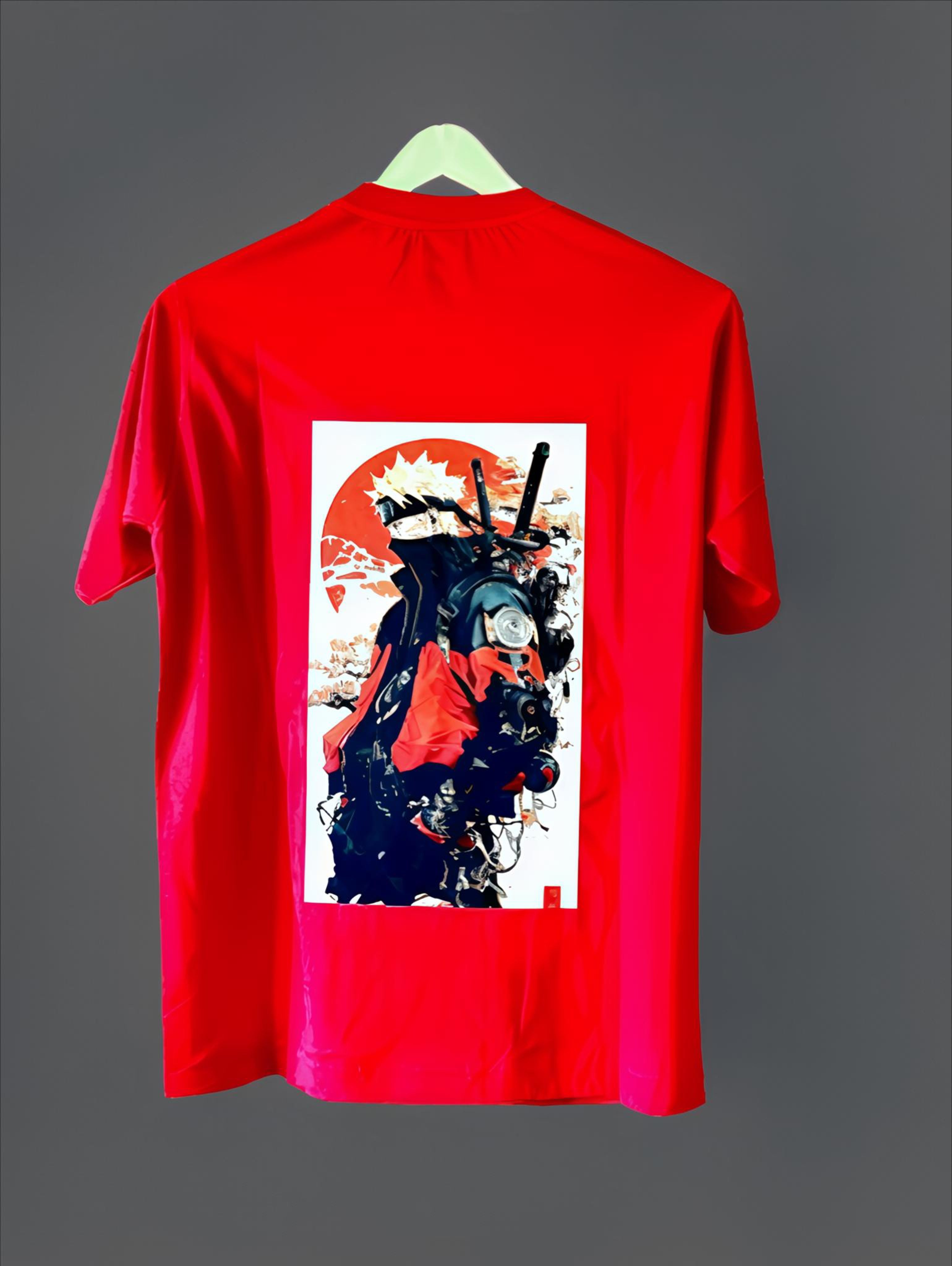 RED SHORT SLEEVE TSHIRT NARUTO ANIME DESIGN FOR MEN AND WOMEN